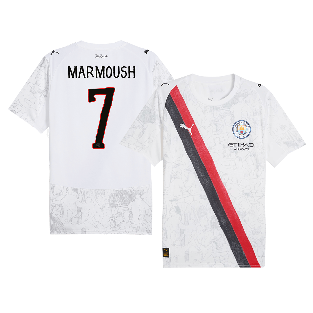 Camiseta de fútbol MARMOUSH #7 Manchester City KidSuper 2025/26 Blanca - Copa Mundial de Clubes