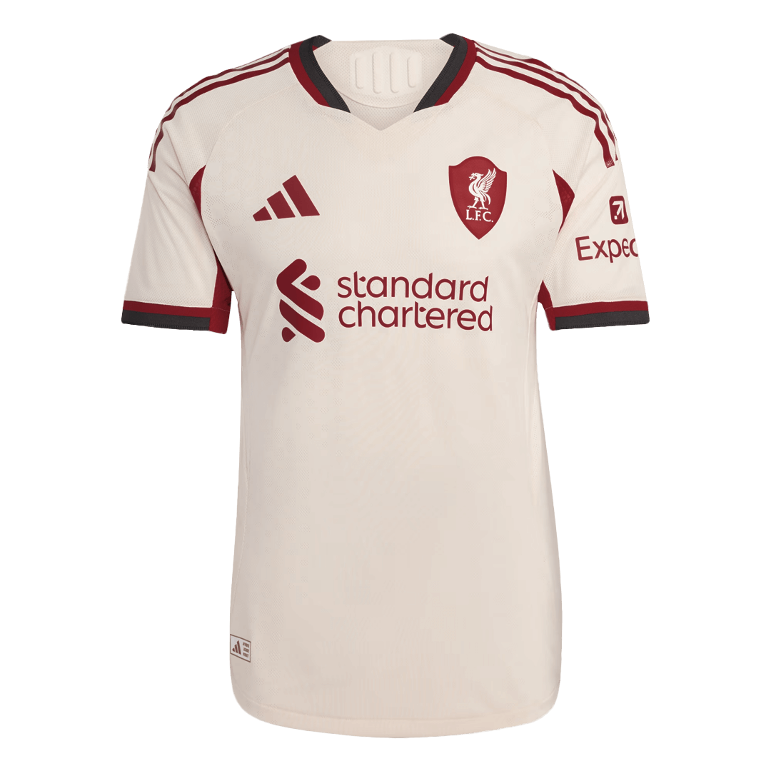 Camiseta de fútbol visitante auténtica del Liverpool ISAK #9 25/26 blanca