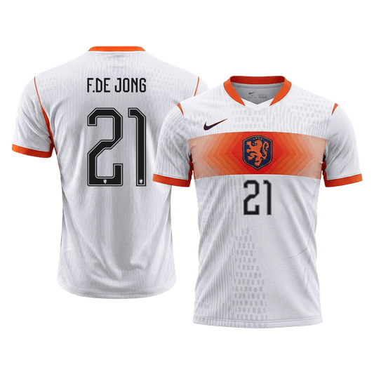 Auténtica camiseta de visitante de F.DE JONG #21 de los Países Bajos, temporada 2026