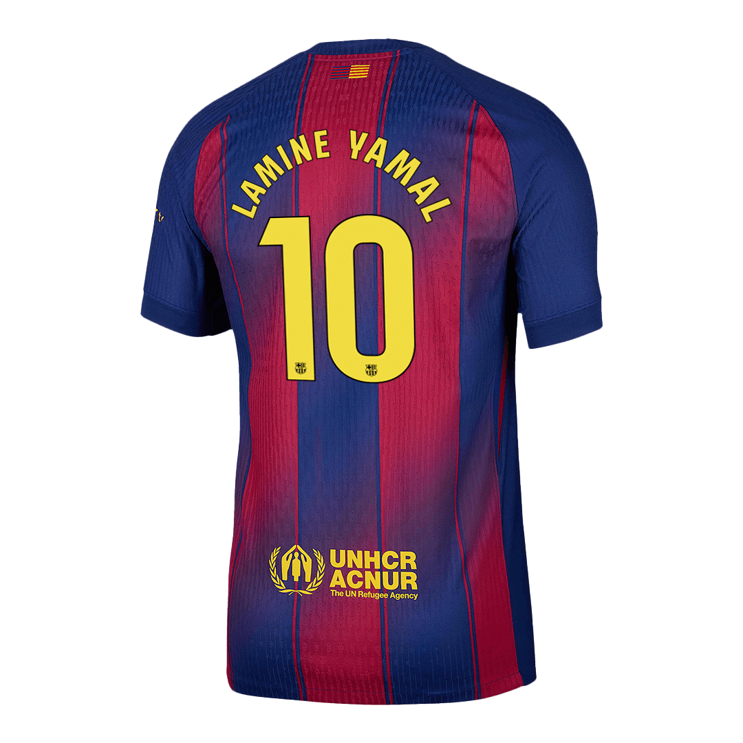 Camiseta de fútbol local del Barcelona 2025/26, auténtica, LAMINE YAMAL #10, roja y azul