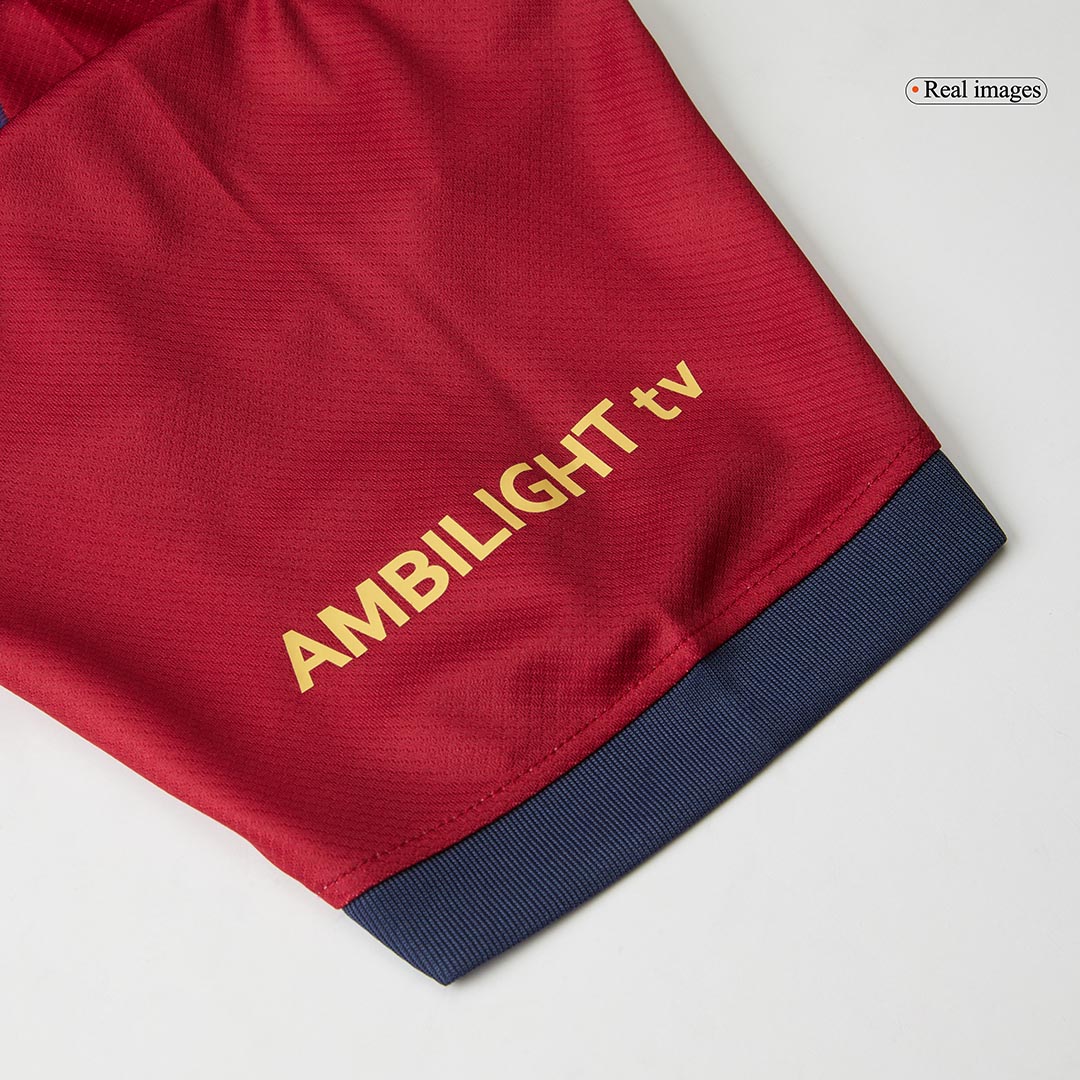 Camiseta de fútbol local del Barcelona 2024/25, RAPHINHA #11, roja y azul - UCL (logotipo de Spotify sin texto)