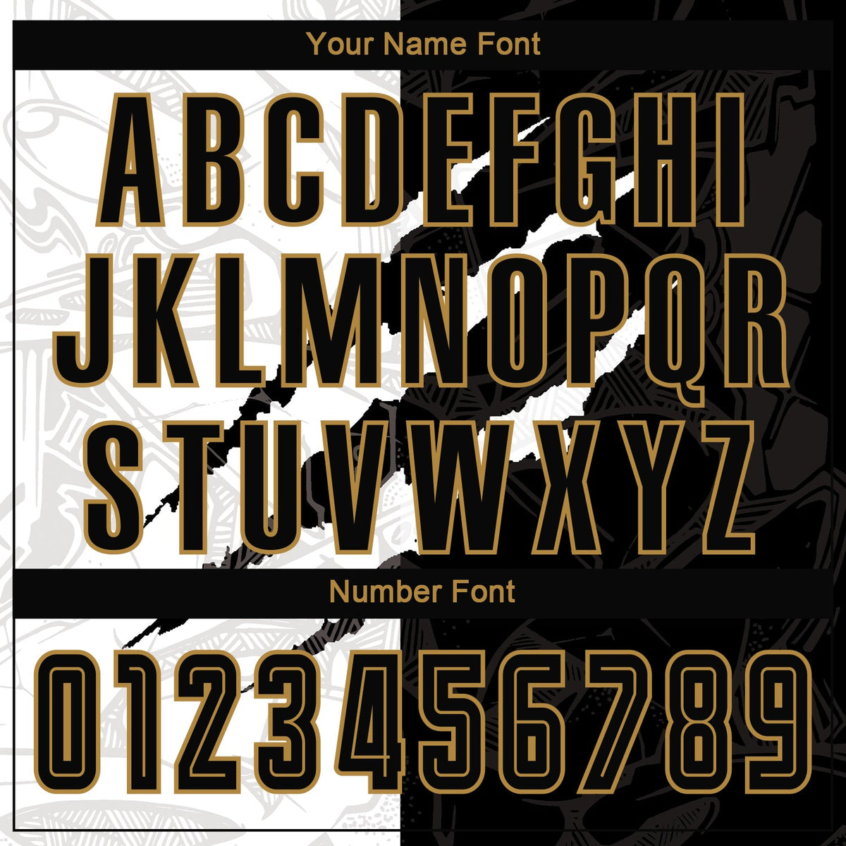 Custom Graffiti Pattern Black-Old Gold Scratch Sublimation Soccer Uniform Jersey