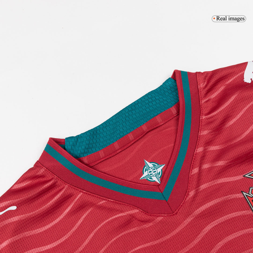Conjunto infantil de camiseta y pantalón corto de la selección de Portugal de Ronaldo #7 para niños, Mundial 2026, color rojo.