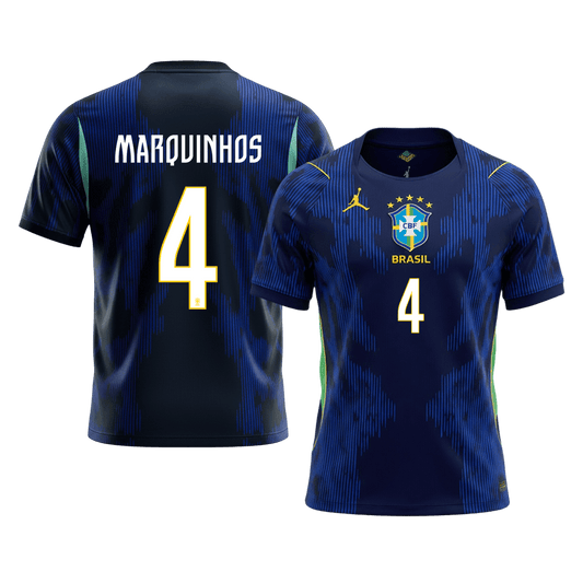 MARQUINHOS #4 Camiseta de visitante de Brasil Copa Mundial 2026 Azul marino
