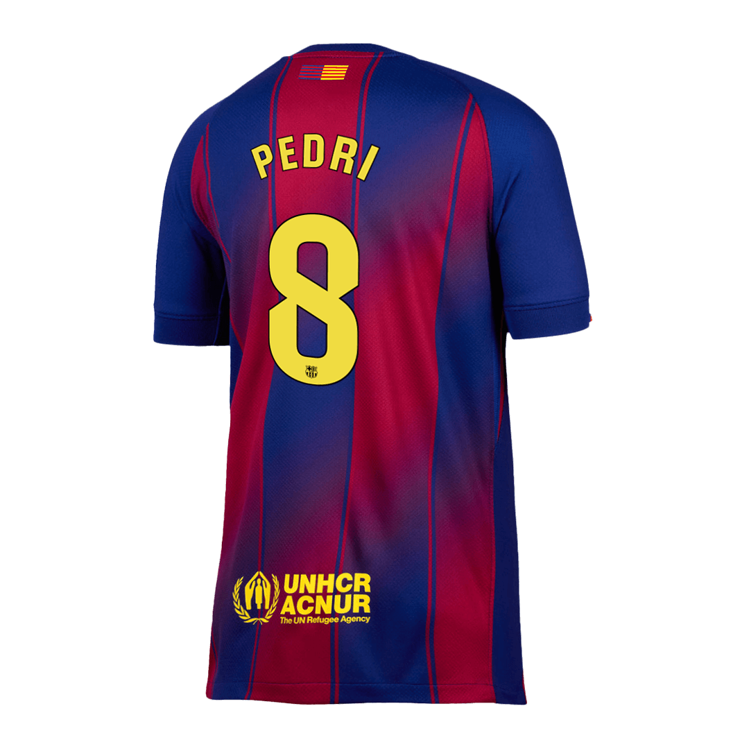 Camiseta de fútbol local del Barcelona PEDRI #8 2025/26 roja y azul
