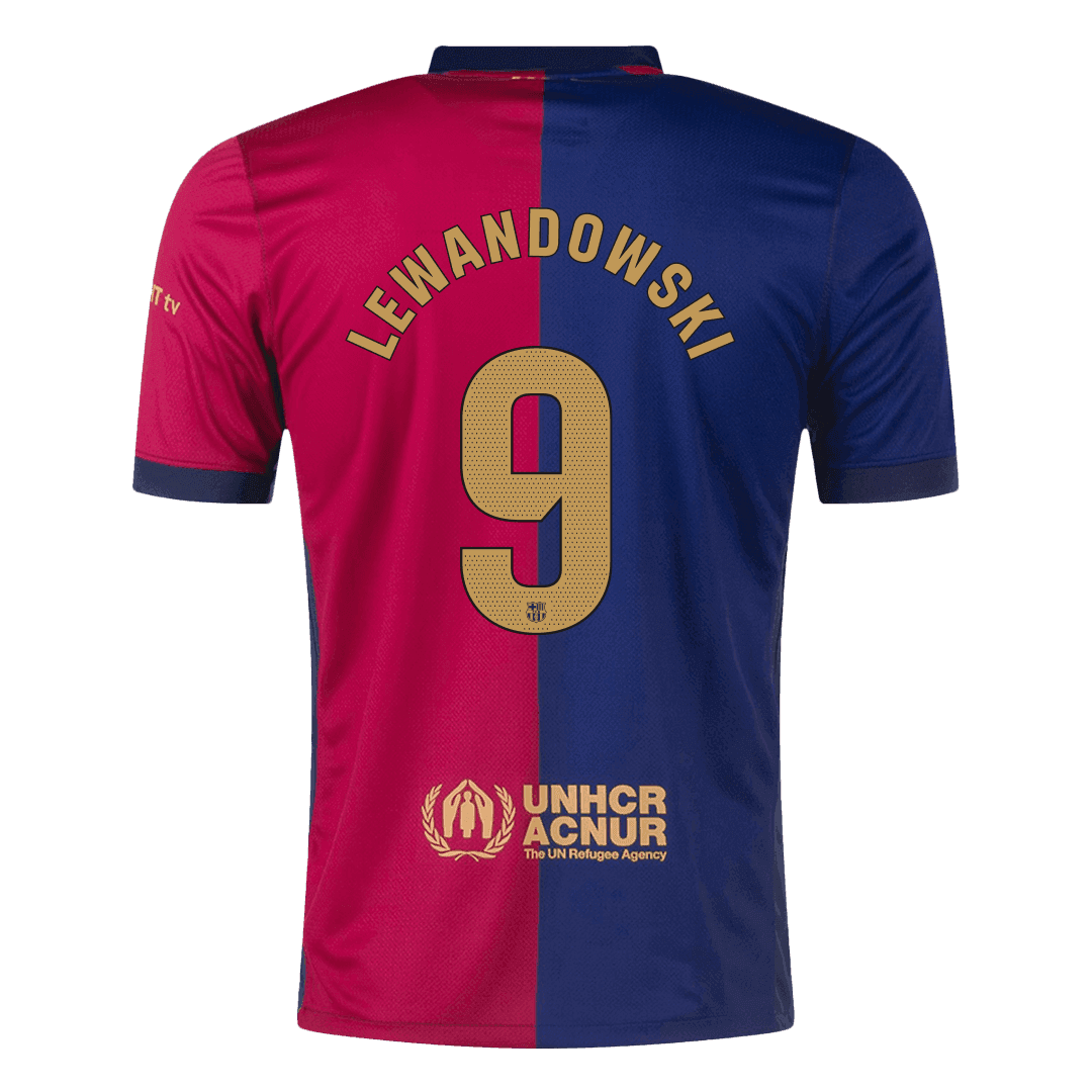 Camiseta de fútbol local del Barcelona Lewandowski #9 2024/25 - Logotipo de Spotify sin texto