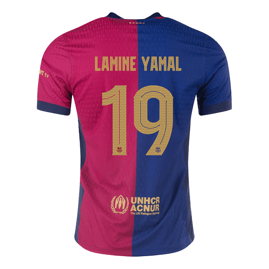 Camiseta de fútbol local auténtica de LAMINE YAMAL #19 del Barcelona 2024/25 - UCL - antiguo patrocinador