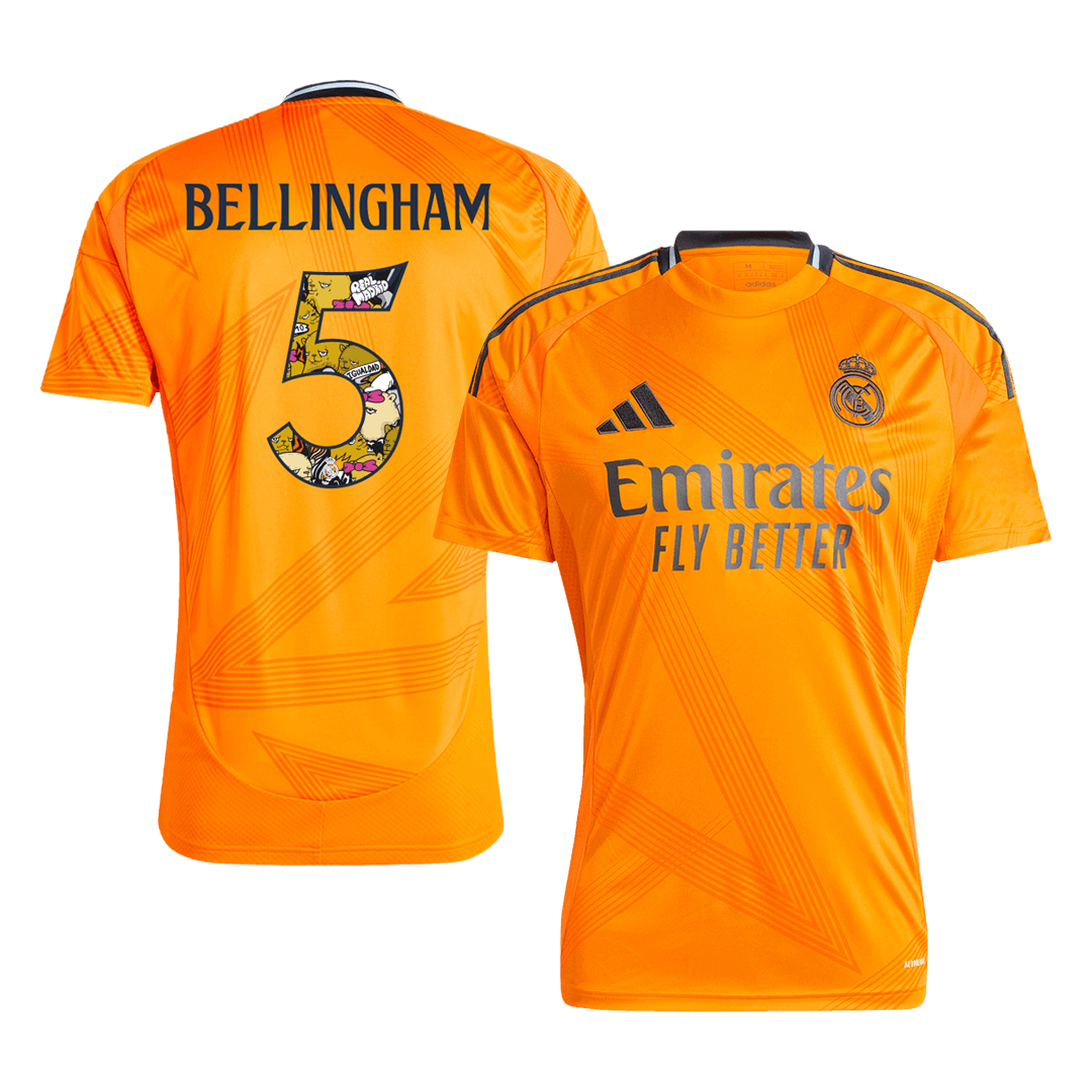 Camiseta de visitante del Real Madrid BELLINGHAM #5 - Fuente Bear Champ (tamaño grande)