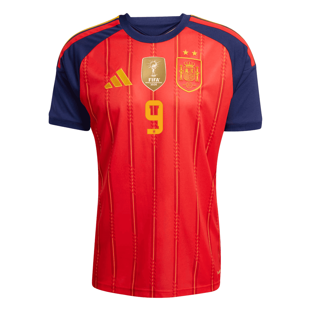 Camiseta de fútbol GAVI #9 España Edición Campeona, local, Copa Mundial 2026, roja