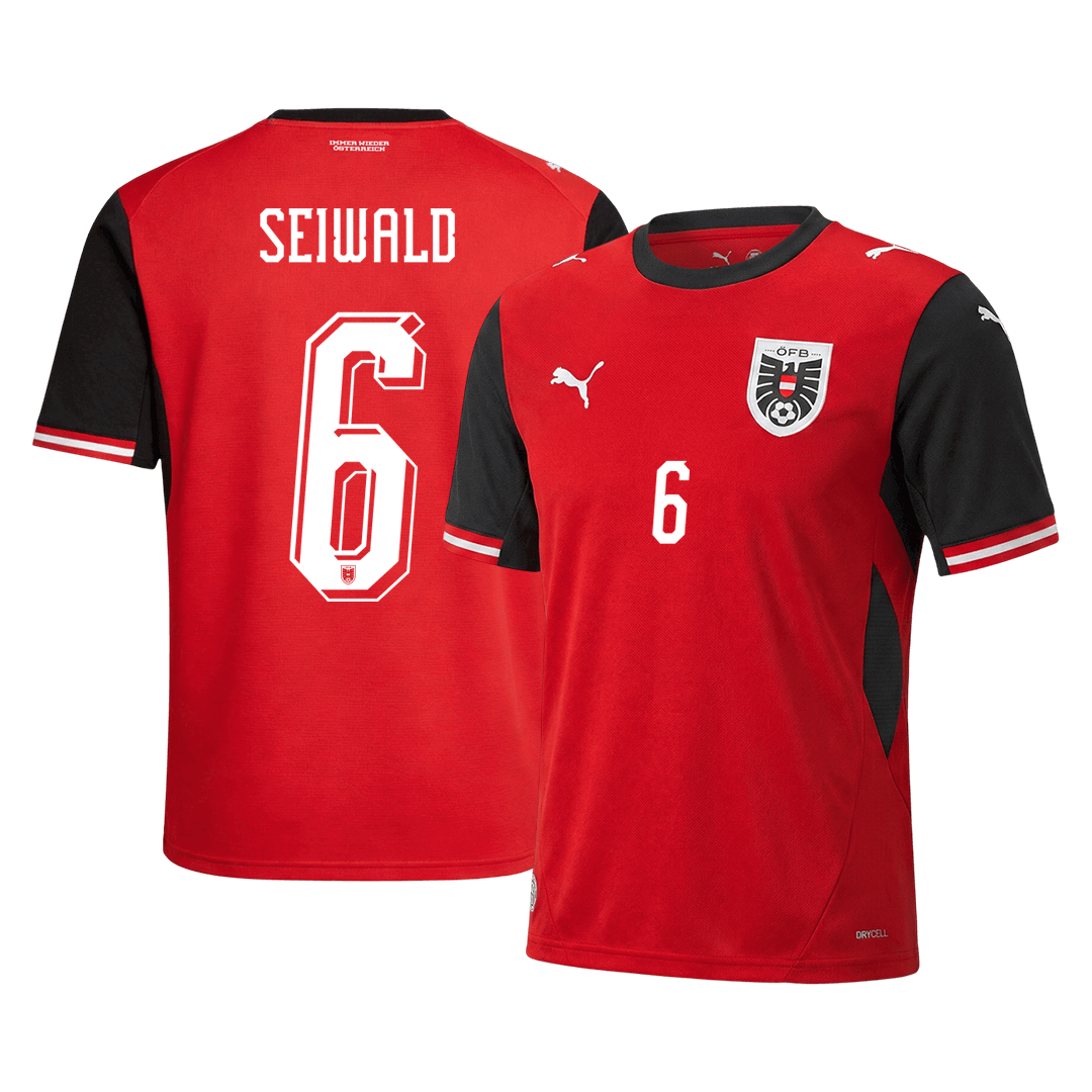SEIWALD#6 Camiseta de local de Austria de fútbol Copa Mundial 2026 Roja