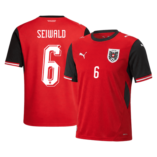 SEIWALD#6 Camiseta de local de Austria de fútbol Copa Mundial 2026 Roja