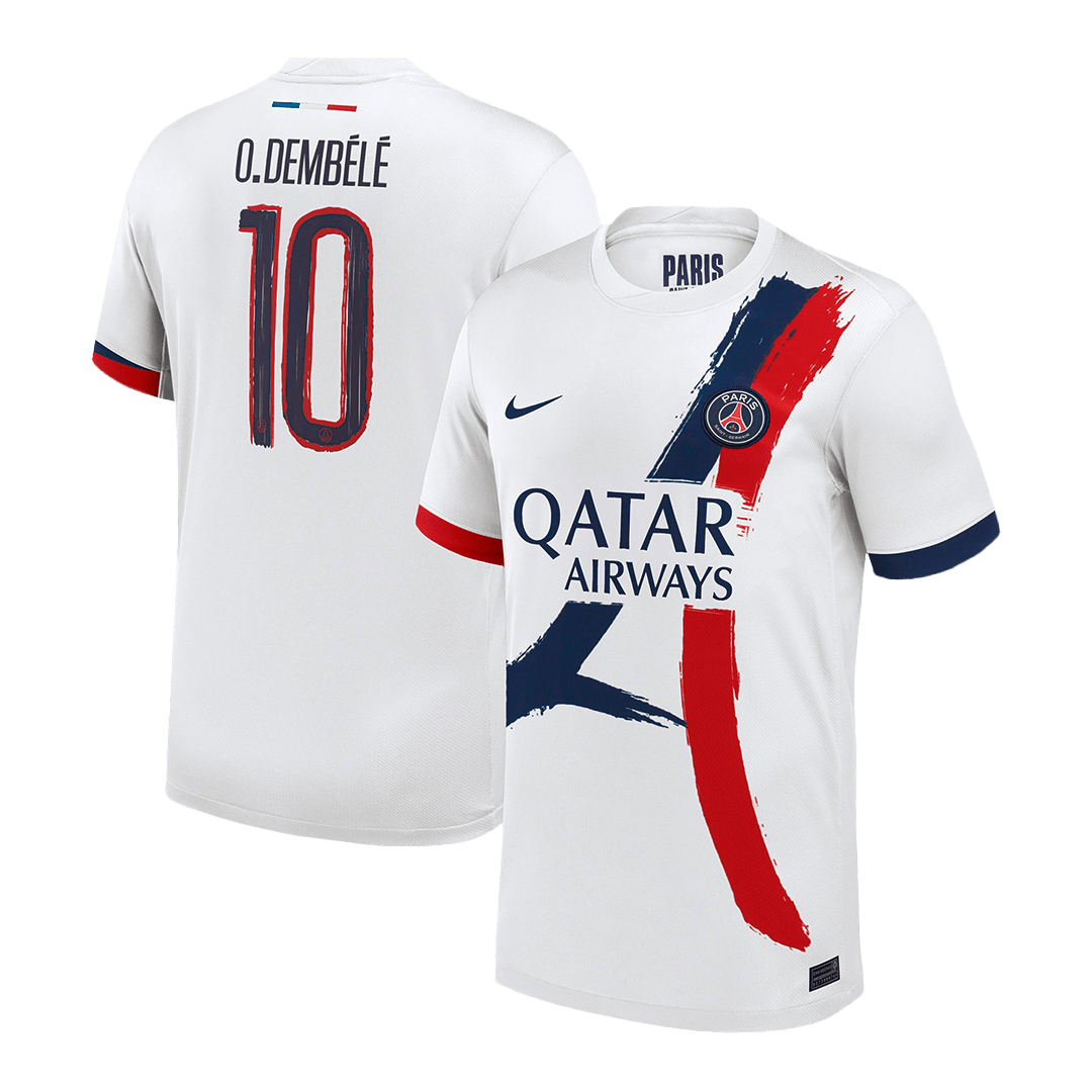 Camiseta de fútbol O.DEMBÉLÉ#10 PSG Segunda equipación 2024/25 Blanca - UCL