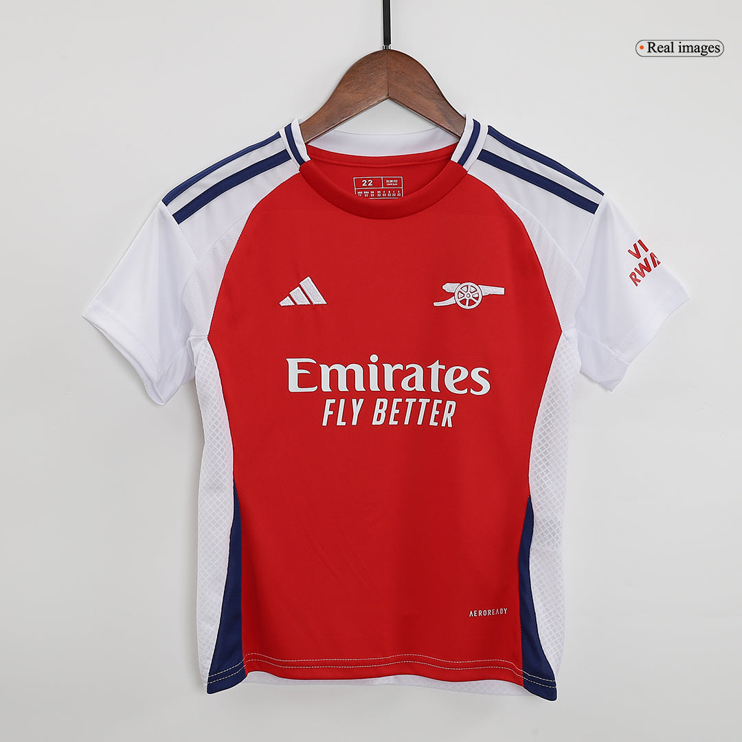 Kit de camiseta de fútbol local del Arsenal para niños (camiseta, pantalones cortos y calcetines)