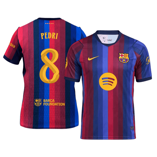 PEDRI #8 Camiseta de fútbol del Barcelona para hombre, temporada 26/27, manga corta, azul y granate - UCL