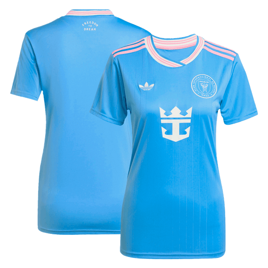 Camiseta de fútbol de visitante del Inter Miami 2025 para mujer, color azul