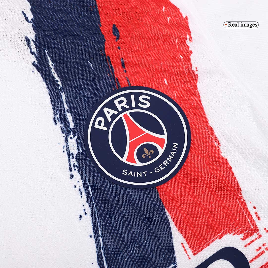 Camiseta de fútbol visitante auténtica O.DEMBÉLÉ #10 del PSG 2024/25, blanca