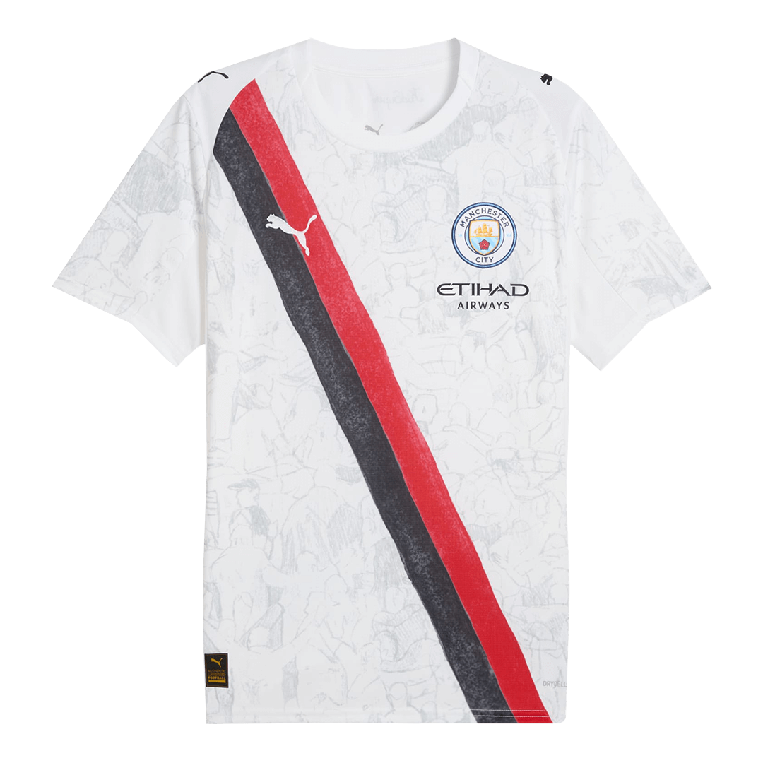Camiseta de fútbol para niño del Manchester City 2025/26, blanca