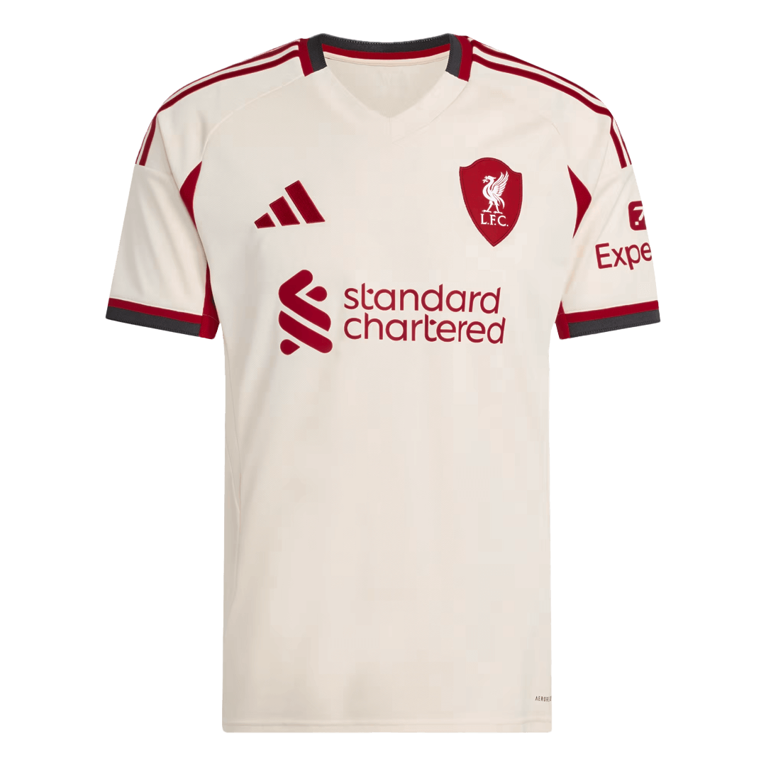 Camiseta de fútbol visitante del Liverpool 25/26 blanca
