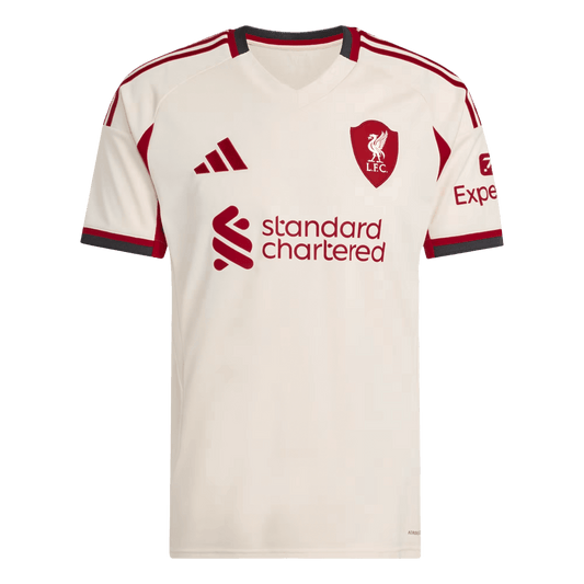 Camiseta de fútbol visitante del Liverpool 25/26 blanca