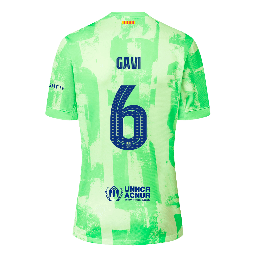 Camiseta de fútbol visitante GAVI #6 del Barcelona - UCL