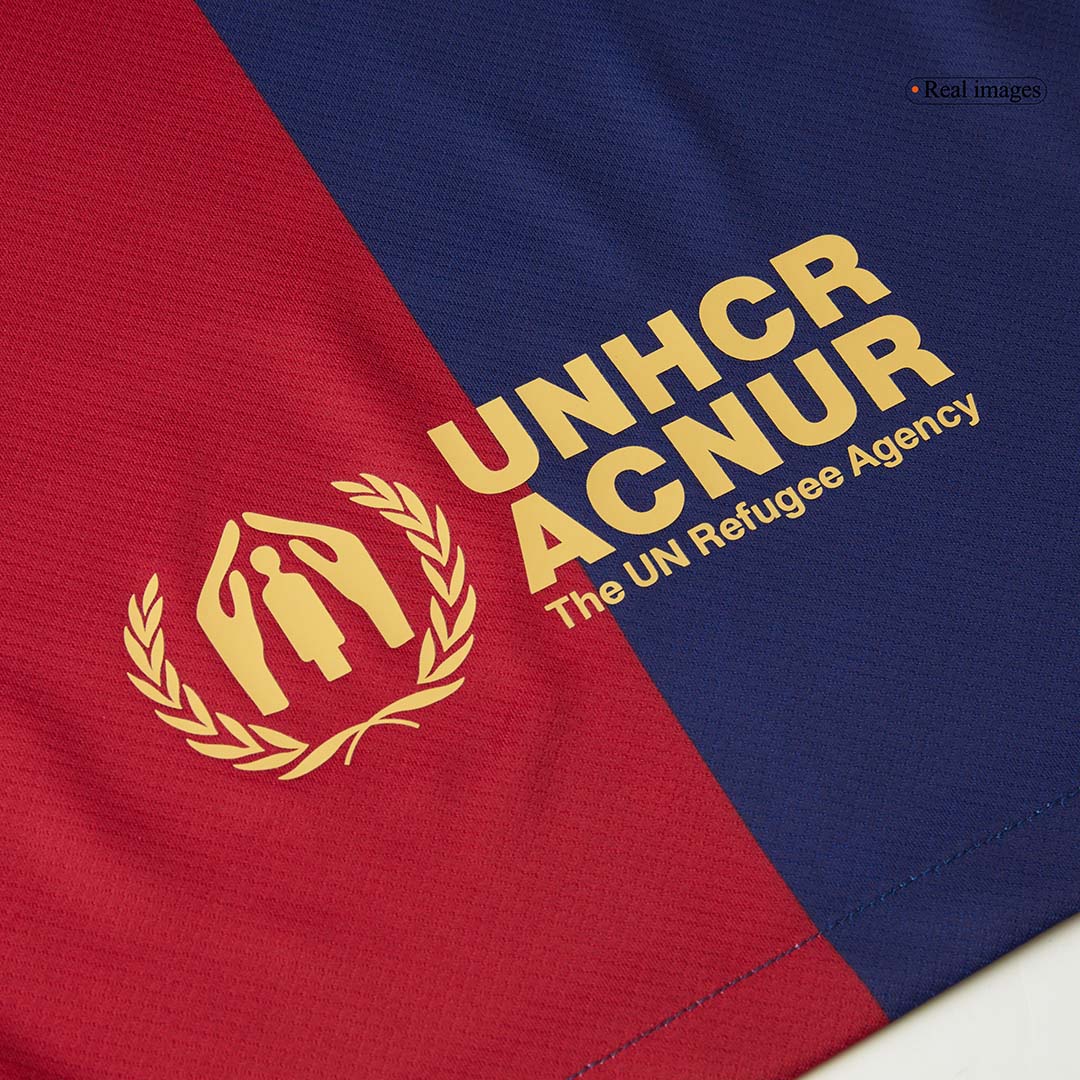 Camiseta de fútbol local del Barcelona RAPHINHA #11 2024/25, roja y azul - UCL