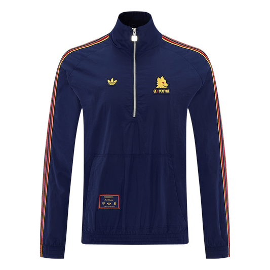Chaqueta cortavientos de media cremallera para hombre AS Roma 2026, color azul marino