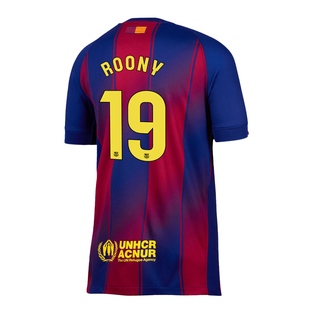 Camiseta de fútbol local del Barcelona ROONY #19 2025/26, roja y azul