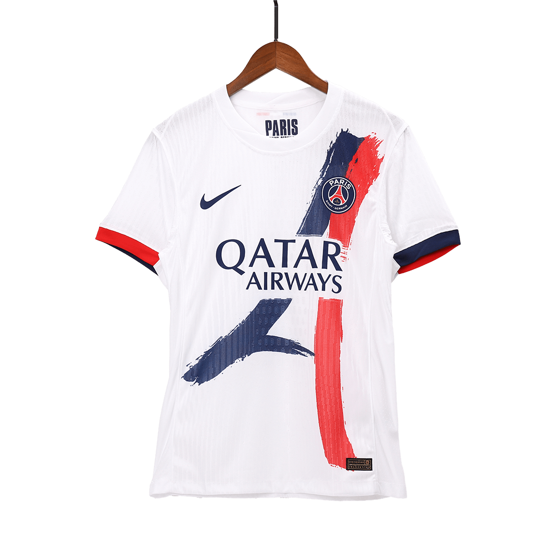Camiseta de fútbol visitante auténtica KVARATSKHELIA #7 del PSG 2024/25, blanca - UCL