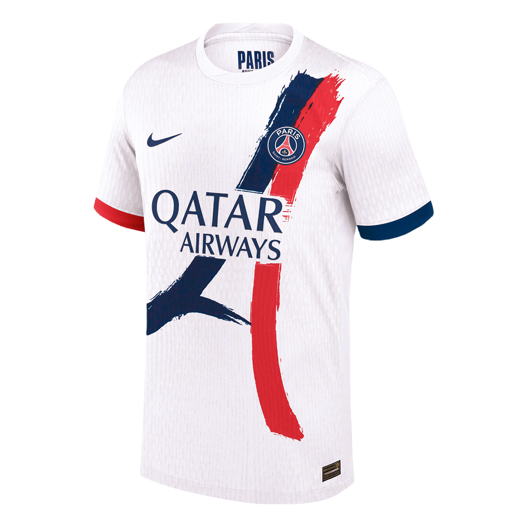 Camiseta de fútbol visitante auténtica O.DEMBÉLÉ #10 del PSG 2024/25, blanca