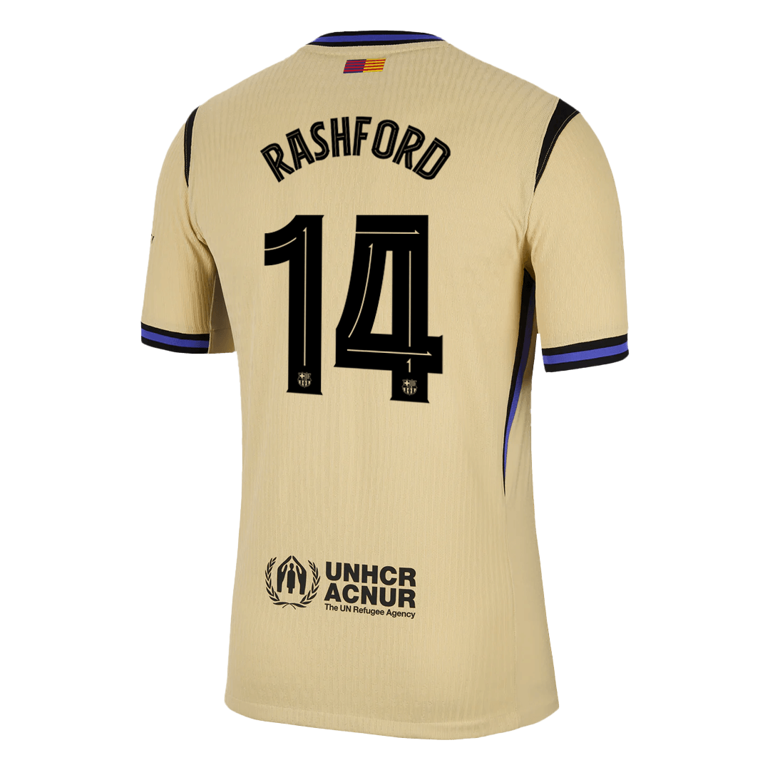 Camiseta de visitante del Barcelona 2025/26, auténtica, amarilla, de Rashford #14 - UCL