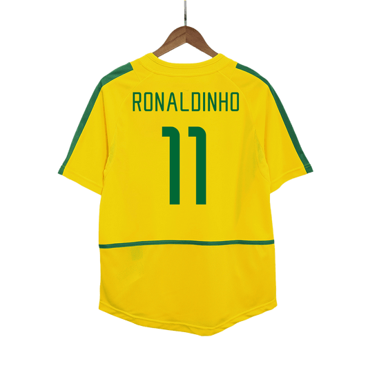 Camiseta retro de fútbol local de Brasil RONALDINHO #11 2002/03