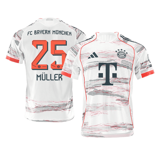 Camiseta de visitante auténtica MÜLLER #25 del Bayern Múnich 2025/26, blanca